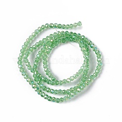 電気メッキガラスビーズセット  ABカラーメッキ  ファセットロンデル  ライムグリーン  3x2mm  穴：0.5mm  約135~140個/連  32~34cm&nbsp;X-EGLA-R048-2mm-10