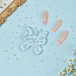 合金カボション  女性のための diy マニキュア装飾アクセサリー  a～zの文字  銀  3x1.5~4x0.1mm  約170個/セット&nbsp;MRMJ-WH0112-09A
