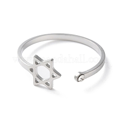 304ステンレススチール、ラインストーン付き女性用オープンリング  ステンレス鋼色  内径：18.5mm&nbsp;RJEW-S240-01P