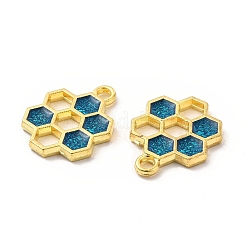 合金エナメルチャーム  ハニカムチャーム  ゴールドカラー  ライトシーグリーン  19x15x1.5mm  穴：2mm&nbsp;LS-ENAM-J650-06G-06