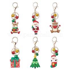 6Pcs 6 Styles Christmas Theme PVC Plastic Keychains&nbsp;KEYC-JKC01349