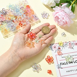 透明なアクリルビーズキャップ  ABカラー  花  ミックスカラー  5~23x12~28x6~25mm  穴：1.2~2mm  20個/スタイル&nbsp;TACR-YW0002-39
