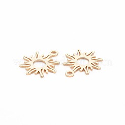 真鍮製チャーム  ニッケルフリー  太陽  18KGP本金メッキ  15x13x0.5mm  穴：1.4mm&nbsp;KK-S364-083