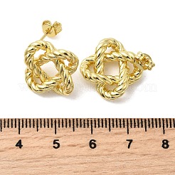 真鍮ノットスタッドピアス  長持ちメッキ  ラックめっき  ゴールドカラー  17.5x17.5mm&nbsp;EJEW-H171-06G