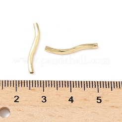 真鍮製カーブチューブビーズ  カドミウムフリー＆ニッケルフリー＆鉛フリー  18KGP本金メッキ  19.5~20x2mm  穴：1mm&nbsp;KK-Z118-01G