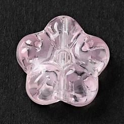 透明ガラスビーズ  梅の花  ピンク  12.5x13x5.5mm  穴：1.2mm&nbsp;GLAA-F116-02E