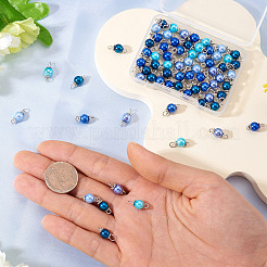 70Pcs 7 Colors Glass Pearl Round Connector Charms&nbsp;PALLOY-TA00265