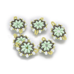 MIYUKI＆TOHO手作り日本のシードビーズリンク  織機模様  花  アクアマリン  24~25.6x19~19.2x3.2~3.6mm  穴：1.5~1.6mm&nbsp;SEED-E004-H18