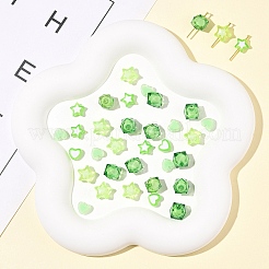 200個5スタイルの透明アクリルビーズ  混合図形  芝生の緑  7~10.5x8~11x4~9mm  穴：1.8~2mm  40個/スタイル&nbsp;TACR-FS0001-54B