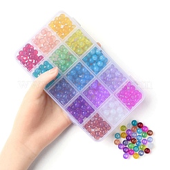 330Pcs 15 Colors Baking Paint Glass Beads Strands&nbsp;DGLA-YW0001-08