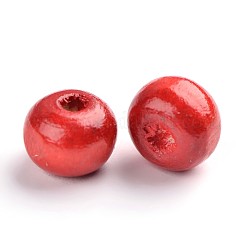 天然木のビーズ  無鉛の  ラウンド  染め  レッド  7~8x6~7mm  穴：2~3mm  約9000個/1000g&nbsp;WOOD-S612-1-LF