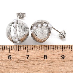 Round Brass Stud Earrings&nbsp;EJEW-D351-01P