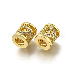 Brass Micro Pave Clear Cubic Zirconia European Beads&nbsp;ZIRC-I070-001G