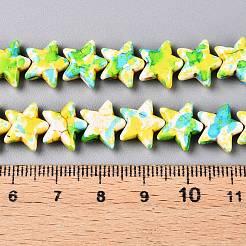 スプレープリント合成ターコイズビーズ連売り  染め  スター  きいろ  10~10.5x11.5x4mm  穴：1mm  約43個/連  14.88''（37.8センチメートル）&nbsp;UNKW-T001-11C