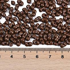 焼付塗装ガラスシードビーズ  丸い穴  ピーナッツ  ココナッツブラウン  3.5x6x3.5mm  穴：0.9mm  約83個/10g&nbsp;X1-SEED-K010-A24