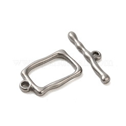 変色しない304ステンレススチールのトグル留め具  長方形  ステンレス鋼色  21.5x13x2mm  穴：2.5mm  バー：6x25x3mm  穴：1.8mm&nbsp;STAS-Q324-03P