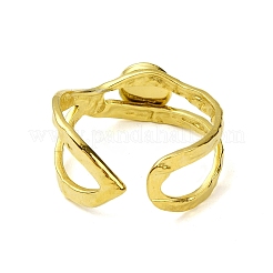Ion Plating(IP) Round Natural White Jade Finger Rings&nbsp;RJEW-H233-01G-01