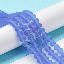透明ガラスビーズ連売り  多面カット  艶消し  ロンデル  ミディアムスレートブルー  2.9~3.3mm  穴：1mm  約135~140個/連  32~34cm&nbsp;LS-EGLA-A034-T2mm-MD14