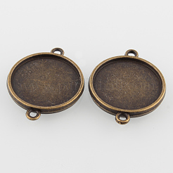 Flat Round Two-Sided Alloy Cabochon Connector Settings&nbsp;PALLOY-N0087-05AB-NF