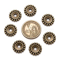 チベット風合金ビーズ  花  カドミウムフリー＆ニッケルフリー＆鉛フリー  アンティークブロンズ  17.5x3mm  穴：4mm&nbsp;MLF10788Y-NF