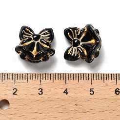透明なアクリルビーズ  蝶結びのクリスマスベル  ゴールドライン入り  ブラック  15x15.5x8.5mm  穴：1.2mm  約562個/500g&nbsp;MACR-K359-35E