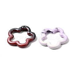 スプレーペイント合金スプリングゲートリング  花  ミックスカラー  27x28x4.5mm&nbsp;FIND-C086-04