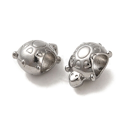 変色しない304ステンレススチールヨーロピアンビーズ  大穴ビーズ  カメ  ステンレス鋼色  12x8x7.5mm  穴：4.5mm&nbsp;STAS-K285-22P