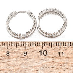 ブラスマイクロパヴェクリアキュービックジルコニアフープピアス  カドミウムフリー＆鉛フリー  ラックめっき  長持ちメッキ  リング形状  プラチナ  17.5x8mm&nbsp;EJEW-D351-09P