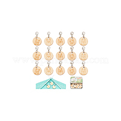 Wood Flat Round with Alpaca Pendant Locking Stitch Markers&nbsp;HJEW-NB00128