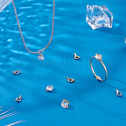 10個2色の真鍮カボションセッティング  フラットラウンド  プラチナ  トレイ：5.5mm  7x4x3.5mm  穴：0.7mm  5個/カラー&nbsp;KK-PH0014-33
