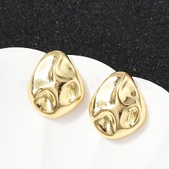 真鍮製スタンドピアス  鉛フリー＆カドミウムフリー  長持ちメッキ  18KGP本金メッキ  ナゲット  15x12.5mm&nbsp;EJEW-H154-07B-G