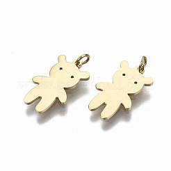 304ステンレススチールチャーム  丸カン付き  レーザー切断  クマ  14KGP本金メッキ  13x8x1mm  丸カン：3x0.4ミリ  2.2mm内径&nbsp;STAS-S116-062G