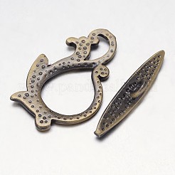 磨り模様アンティークブロンズ真鍮マンテル  ニッケルフリー  アンティークブロンズ  葉：25x17x2mm  バー：7x23x5mm  穴：2mm&nbsp;KK-L116-25AB-NF