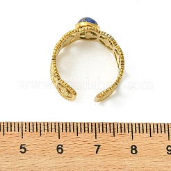 天然宝石の花モチーフの304ステンレススチール製オープンカフリング（女性用）  ゴールドカラー  9.5mm  usサイズ7 1/4(17.5mm)&nbsp;RJEW-JR01067
