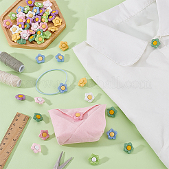90本9色1穴レジンボタン  花  ミックスカラー  18.5x19x10mm  穴：3mm  10個/カラー&nbsp;BUTT-PH0001-66