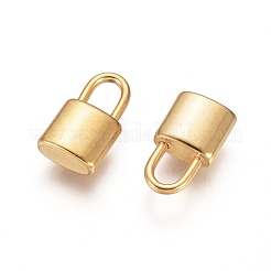 PVD真空メッキ304ステンレスペンダント  長持ちメッキ  南京錠  ゴールドカラー  11x6x3mm  穴：2.5x4mm&nbsp;STAS-I101-14G-B