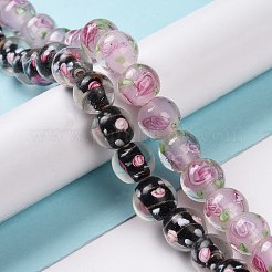 手作りランプワークビーズ連売り  インナーフラワー  ラウンド  ミックスカラー  11~12x11~12mm  穴：2~2.5mm&nbsp;LAMP-K027-05