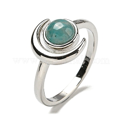 Natural Amazonite Adjustable Rings&nbsp;RJEW-K269-09P-10