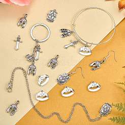 70pcs6スタイルチベットスタイルアロイペンダント  アンティークシルバー  混合図形  11~24.6x12~20x1.8~3.5mm  穴：1.6~2.3mm&nbsp;FIND-SZ0003-91