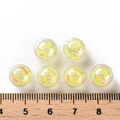 透明なアクリルビーズ  二層ビーズ  ABカラー  ラウンド  きいろ  9.5x9mm  穴：2mm&nbsp;X-TACR-S152-15B-SS2105