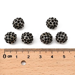 合金ラインストーンビーズ  グレードA  ラウンド  ガンメタ色  ジェット  10mm  穴：2mm&nbsp;RB-A034-10mm-A02B