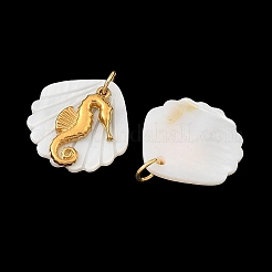 Ocean Theme Natural Freshwater Shell & 304 Stainless Steel Pendants&nbsp;PALLOY-JF05950