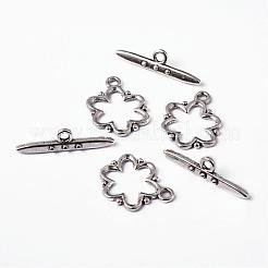 合金マンテル  鉛フリー及びカドミウムフリー  アンティークシルバー  花：19x15x1.5mm  穴：2mmバー：24x6x4mm  穴：2mm&nbsp;X-EA777Y