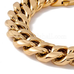 Ion Plating(IP) 304 Stainless Steel Curb Chains Bracelet for Men Women&nbsp;BJEW-E107-04G-01
