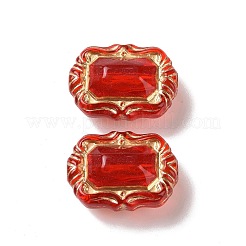 透明なアクリルビーズ  ゴールドライン入り  オーバル  レッド  18x13.5x8.5mm  穴：1.8mm&nbsp;X-OACR-E015-11