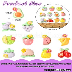 55Pcs 11 Styles Opaque Resin Decoden Flower &  Fruit Cabochons&nbsp;RESI-CJ0004-10