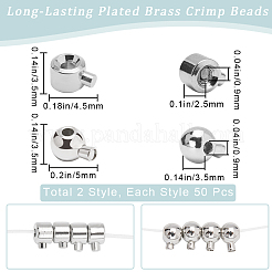 100Pcs 2 Styles Brass Crimp Beads&nbsp;KK-BBC0014-28P