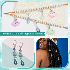 Teardrop & Cloud Locking Stitch Markers&nbsp;HJEW-AB00545