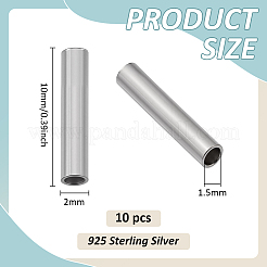 10Pcs 925 Sterling Silver Tube Beads&nbsp;STER-BC0003-48B