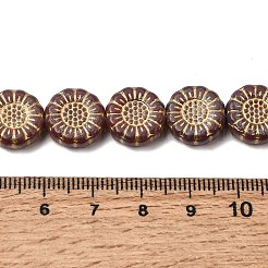 塗装ガラスビーズ連売り  ゴールドライン入り  花  ミックスカラー  12.5~13x5~5.5mm  穴：1mm  約30個/連  14.88''（37.8センチメートル）&nbsp;GLAA-Z021-06